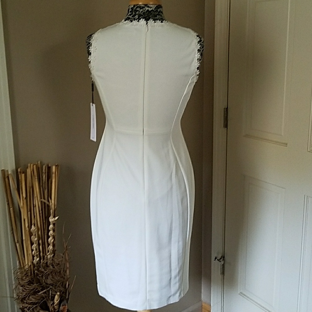 Calvin Klein white daisy dress, size 4 - Picture 3 of 4